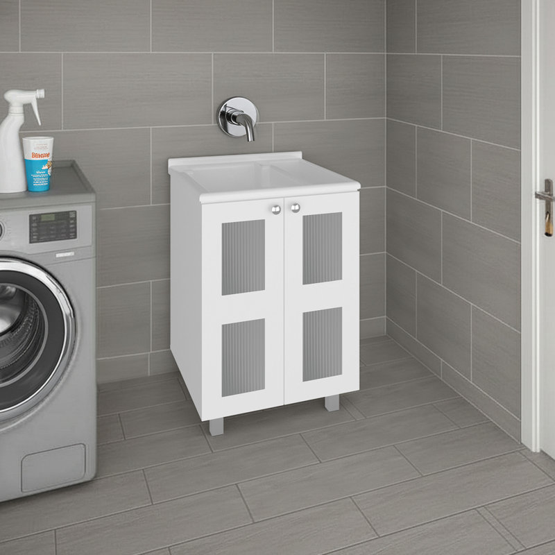 Meuble-lavabo en panneau de particules blanc