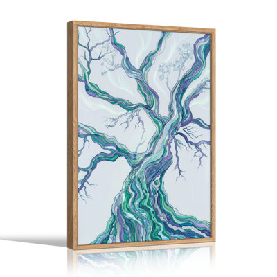 Ensemble de 1 tableau abstrait sur toile représentant un arbre