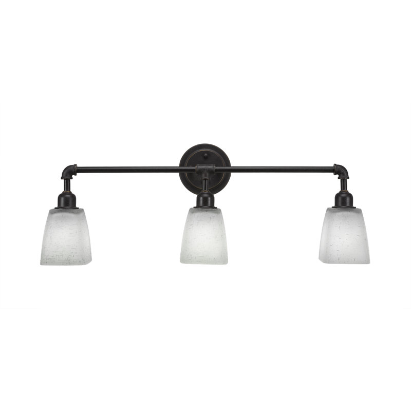 Vintage 3 Light Bath Bar Shown In Dark Granite Finish with 4.5" Square White Muslin Glass