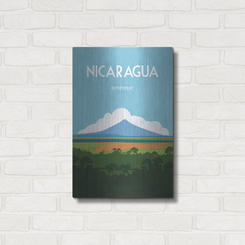 Art mural en métal «Nicaragua» par Arctic Frame, H 24 po x l 16 po