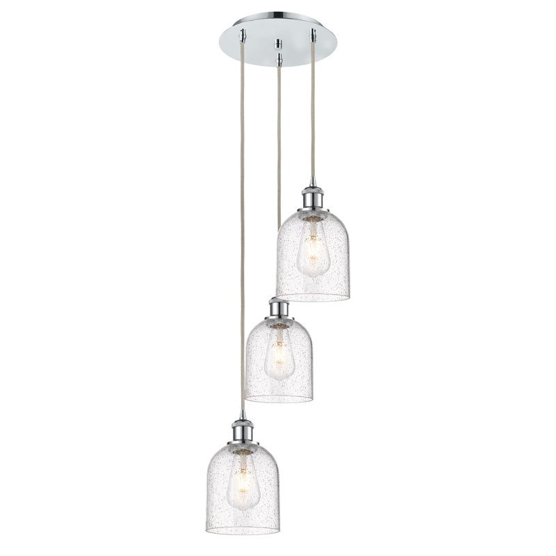 Luminaire suspendu grappe 3 lumières Odaniel, Chrome poli, Bullé