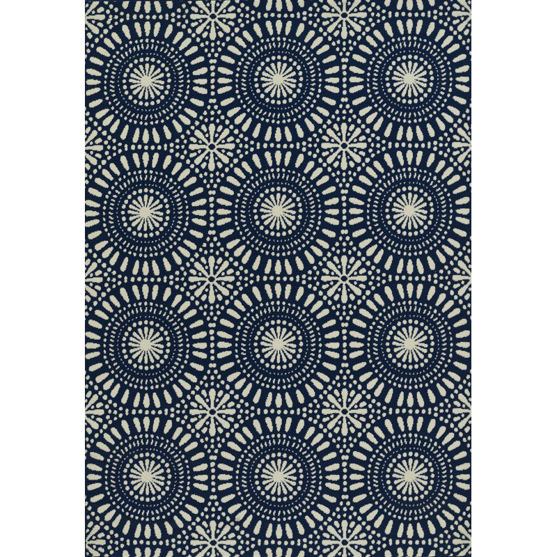 Tapis bleu marine en polypropylène tissé à la machine Jaymeir, Tapis de couloir 1 pi 8 po x 3 pi 7 po