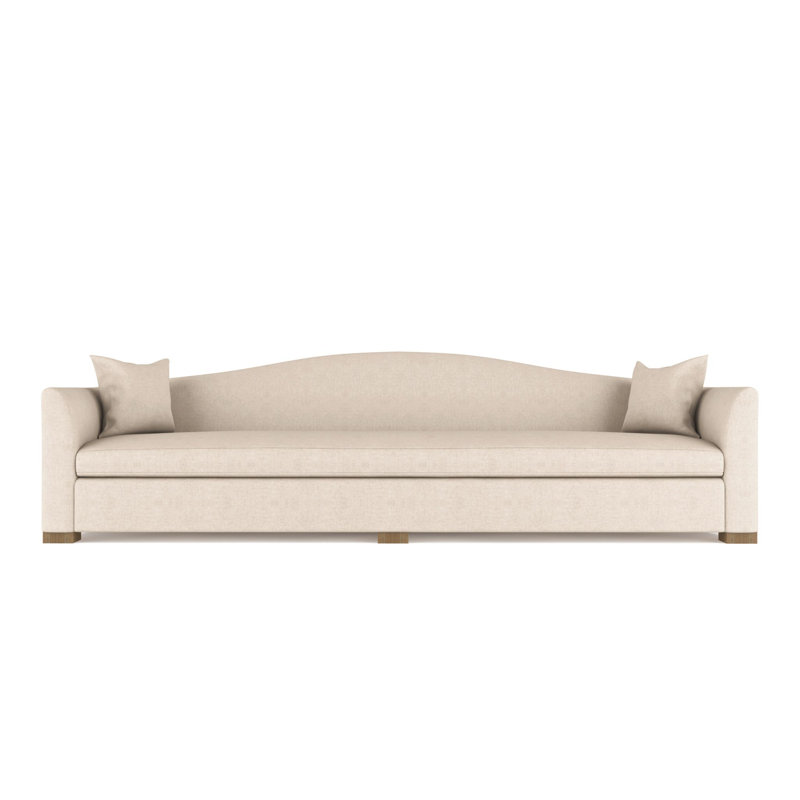 Canapé extra long Horatio Camelback Taper, Velours moelleux huître, H 33 po x l 120 po x P 36 po, Patiné