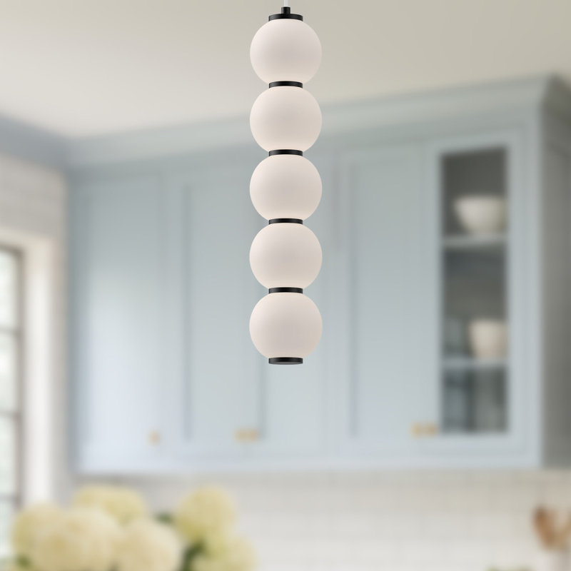 Queenstown Light Glass Steel Pendant, Matte Black, 21.25" H x 4.375" W x 4.375" D