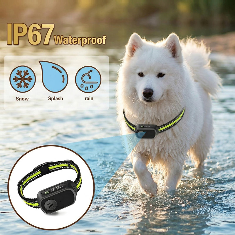 Collier anti-aboiement rechargeable avec bips, vibrations et chocs, dispositif d'entraînement sans danger avec 5 réglages de sensibilité, pour les chiens de petite taille et de taille moyenne