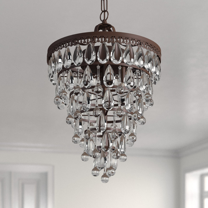 Lustre à niveaux unique / remarquable à 4 lumières avec détails en cristal Dadrien