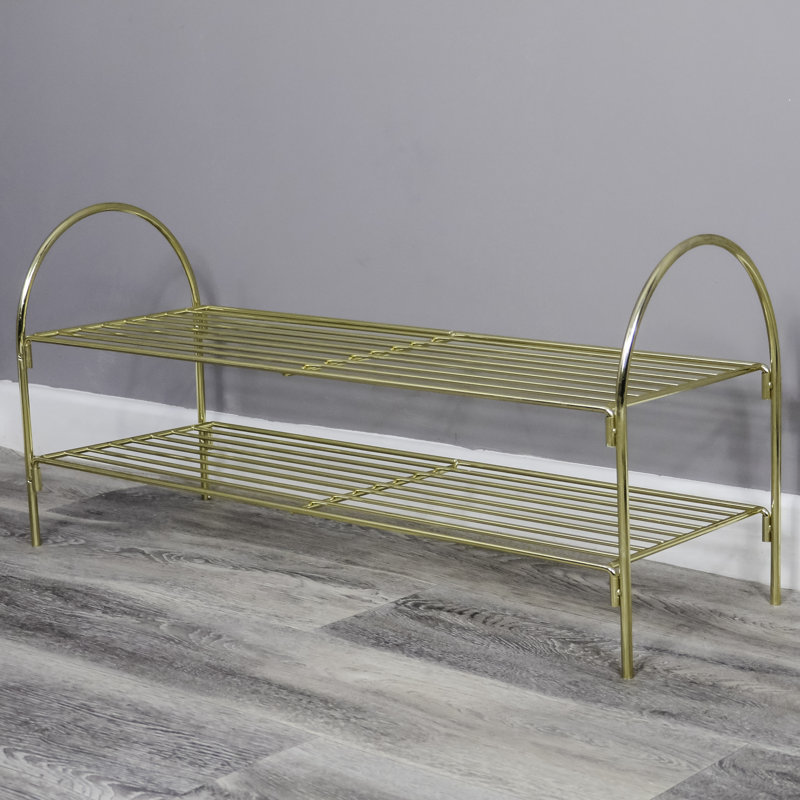 6 Pair Shoe Rack, Gold