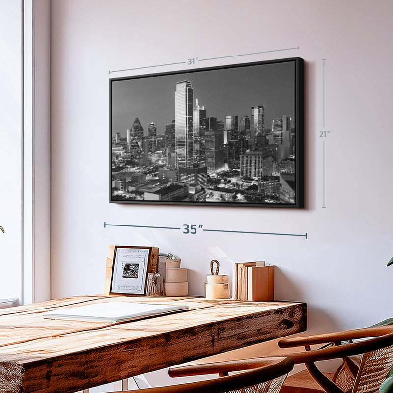 Impression sur toile monochrome, Dallas, Texas, H 21 po x l 31 po