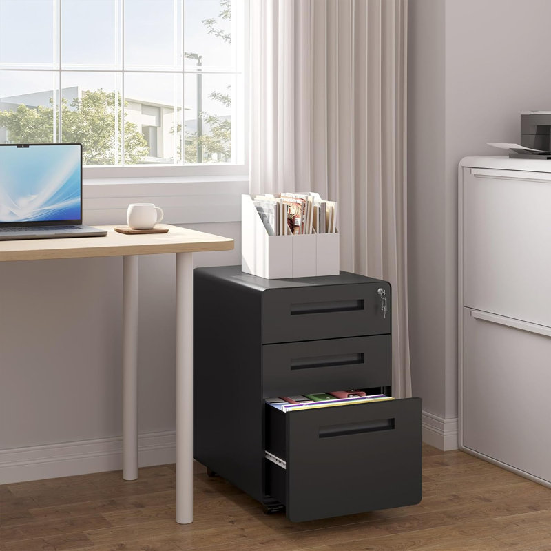 3 Drawer Filing Cabinet, Black