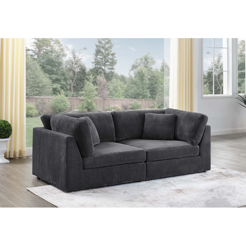 Naamana 90" Upholstered Sofa, Dark Gray