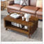 Table basse rectangulaire en bois pour le salon, table basse de 41,5 pouces avec pieds en bois massif-3359369