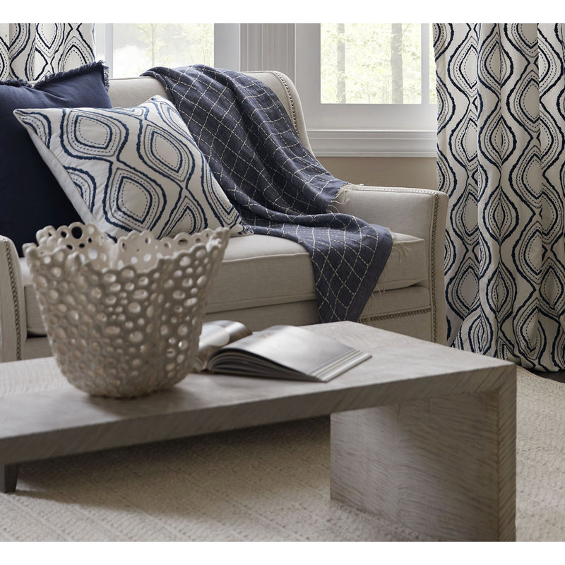Kas Linen Square Pillow Cover & Insert, Ivory/Blue