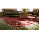 Antique Wool Red / Rust Hand Knotted Pile Chinese Art Deco Rug