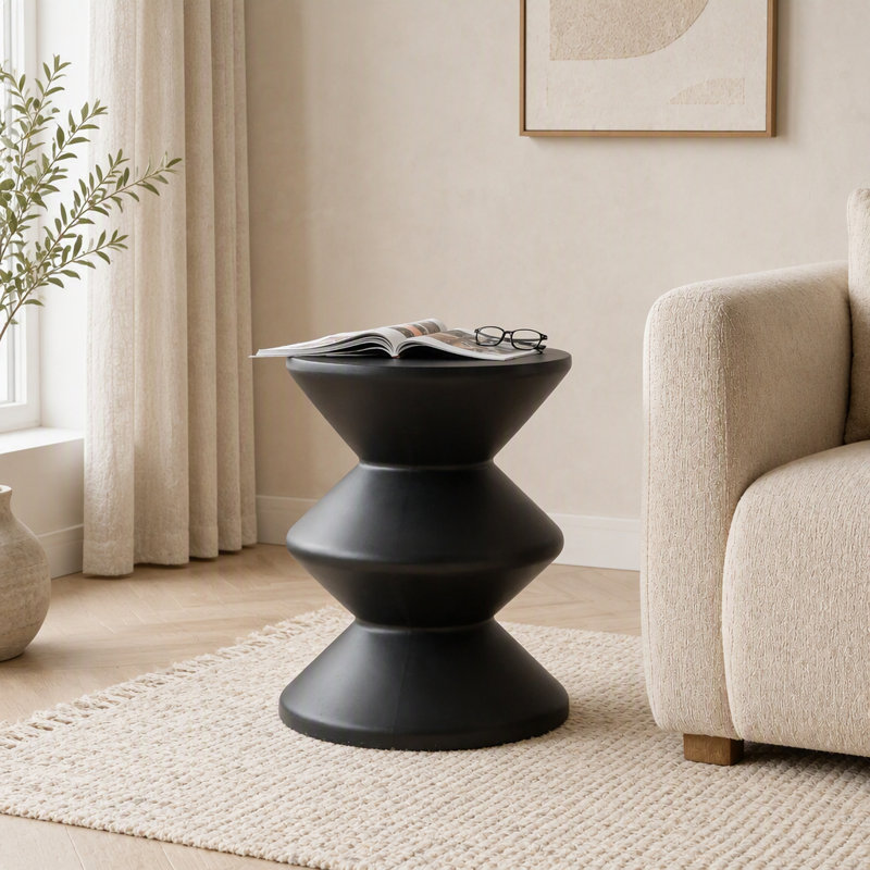 Table d'appoint d'extérieur moderne en béton, table de bout d'intérieur, noir