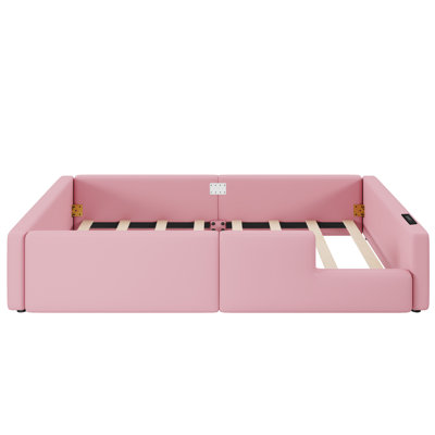 Upholstered Daybed With Guardrail And Usb Charging
