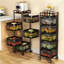 Panier à fruits pour la cuisine sans assemblage, support de rangement rotatif pour la cuisine, étagère de salle de bain, organisateurs et chariot de rangement sur roulettes, organisateur de rangement pour pommes de terre et oignons (noir, carré à 5 niveaux)-2114956350