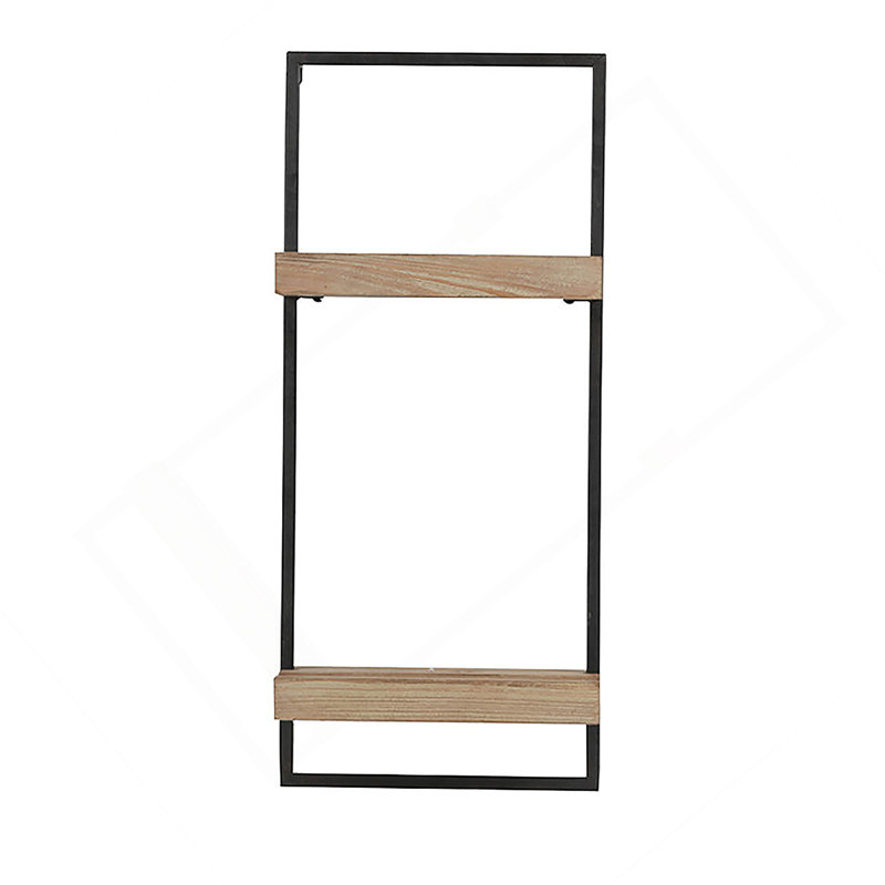 Iron And Wood Wall Shelf With Two Shelves