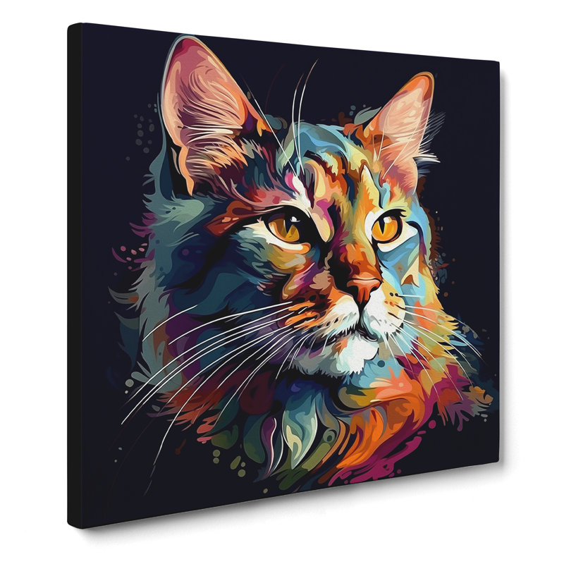 Cat Graphic No.2 - No Frame Print, 35cm H x 35cm W x 3cm D