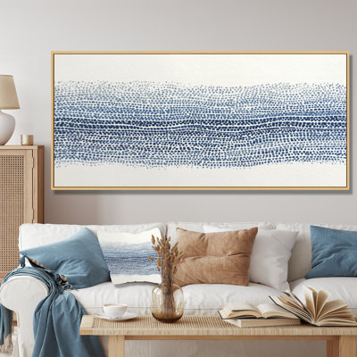 Bleu et beige algue océanique - décoration murale côtière, art mural encadré bleu côtier