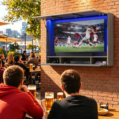 Meuble télé en bois pour l'extérieur avec support télé ajustable, housse imperméable et éclairage DEL, meuble télé pour téléviseurs de 32 à 55 po, meubles de patio et de jardin