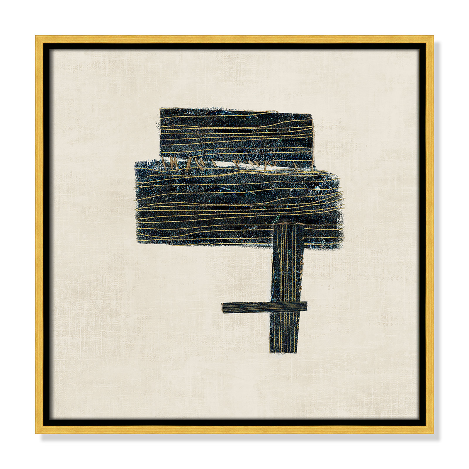 Copeland "Stitched I" Print, Gold, 17.5" H x 17.5" W