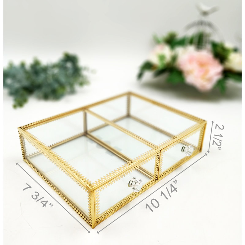 Glass Makeup Organizer, Clear/Gold