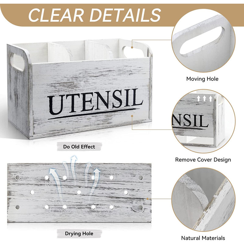 Wood Rectangle Flatware Caddy