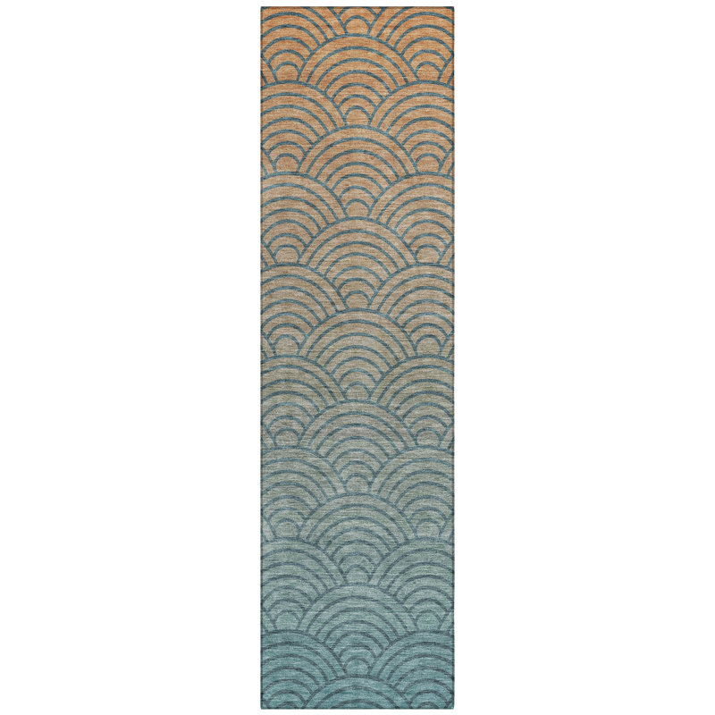 Machine Washable Indoor/Outdoor Kugler ACN2414 Geometric Rug, Runner 2'3" x 7'6"