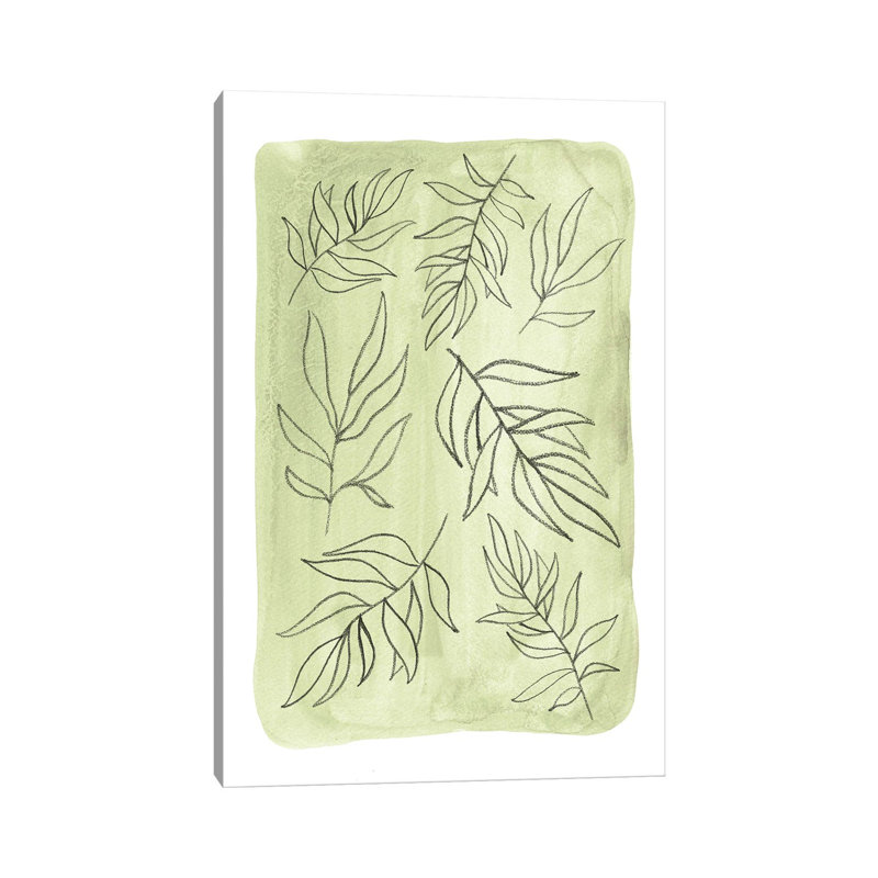 Soft Green Leaves by Whales Way - Painting on Canvas, 66.04cm H x 45.72cm W x 1.91cm D, Wrapped Canvas