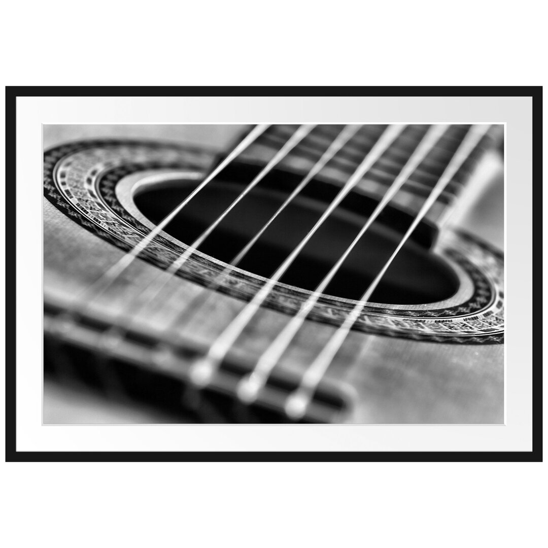 Gerahmtes Poster Gitarrensaiten and Music