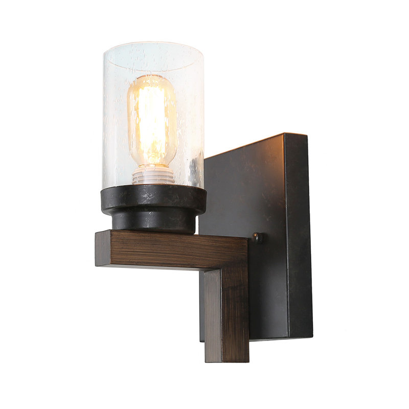 Industrial L-shaped Wall Sconce With Clear Glass Shade, Modern Vintage 1-light Wall Lamp For Living Room