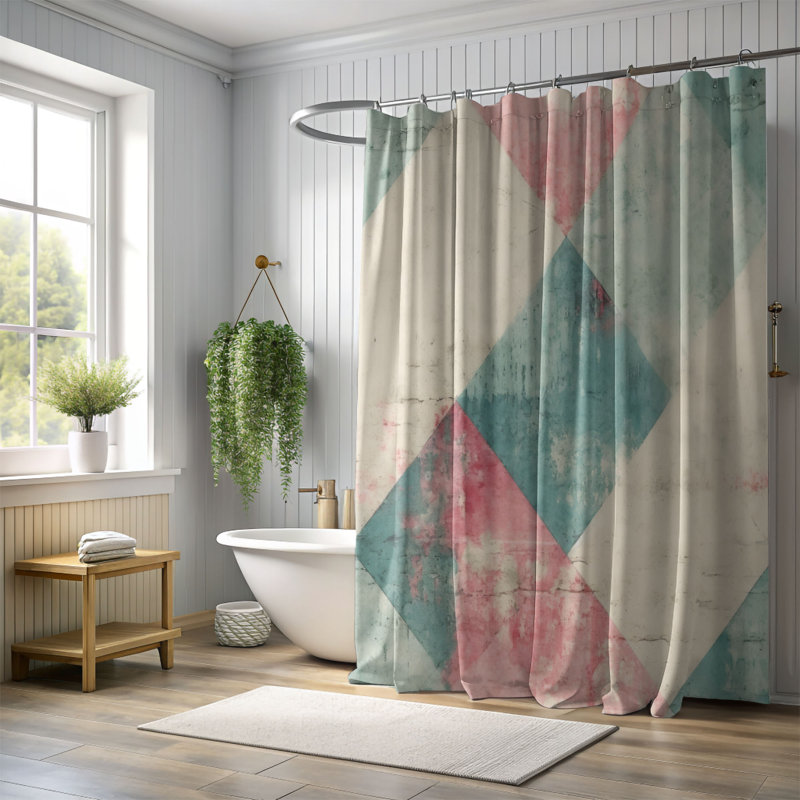 Rideau de douche Teal Heritage - Premium, H 74 po x l 71 po