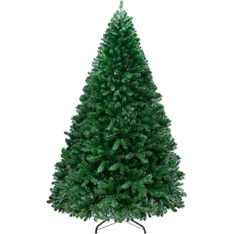 Sapin de Noël artificiel de 2,3 m (7,5 pi), vert, non illuminé, avec charnières pour la décoration intérieure des fêtes.