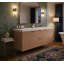 Meuble-lavabo double flottant 47,24 po avec comptoir SMC, armoire murale moderne avec 2 tiroirs et portes à fermeture en douceur, bois naturel