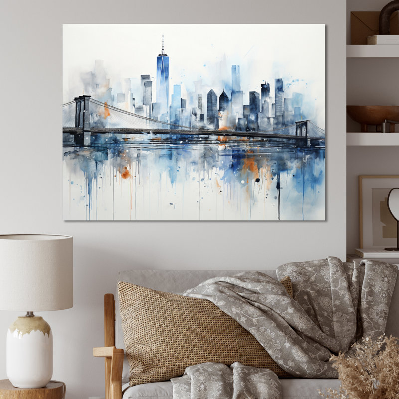 Gris, bleu, minimalisme, euphorie urbaine II, art encadré, H 34 po x l 44 po x P 1,5 po, Toile tendue