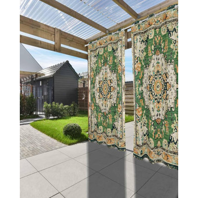 Rideaux extérieurs ombrés vert Boho