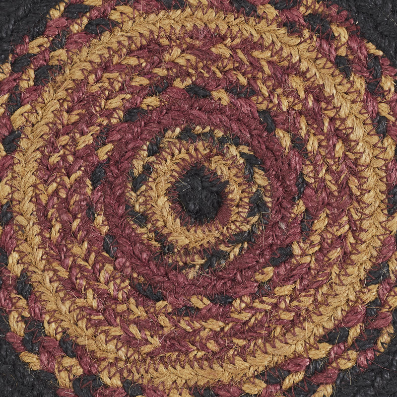 Heritage Farms Black and Burgundy Jute Round Trivet