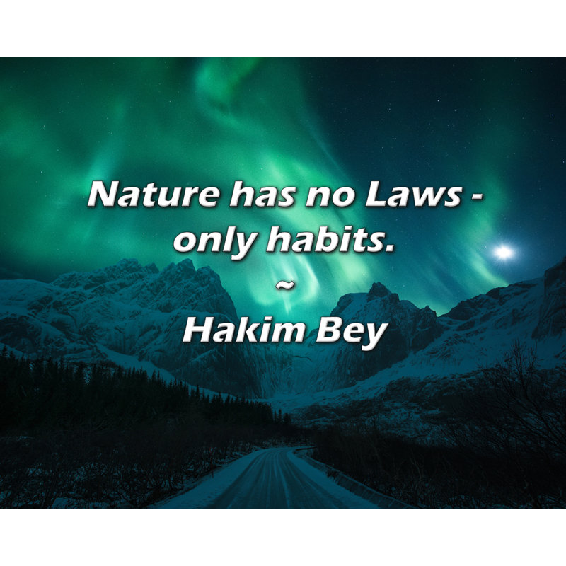 Citation de Hakim Bey: La nature n'a pas de lois - seulement des habitudes.