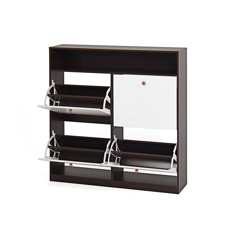 Armoire à chaussures avec 4 tiroirs rabattables, Noyer