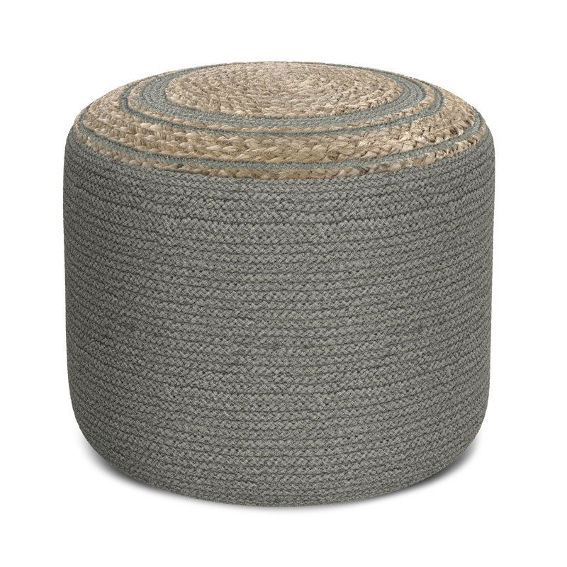 Pouf rond en jute et coton Serena, Jute gris tourterelle