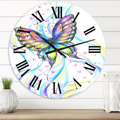 Iridiscent Butterfly - Traditional wall clock