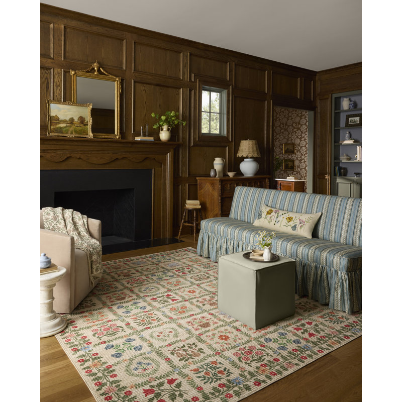 Rifle Paper Company x Loloi Orchard Beige / Multi Machine Washable Area Rug, Rectangle 2'3" x 3'9"