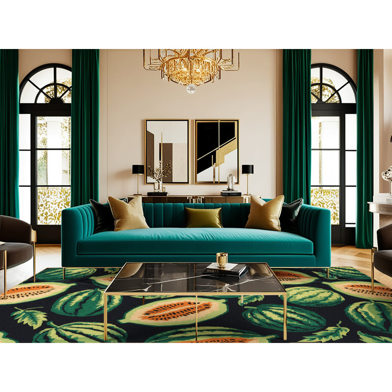  Tapis lavable aux fruits melon Galia, Rond 4 pi