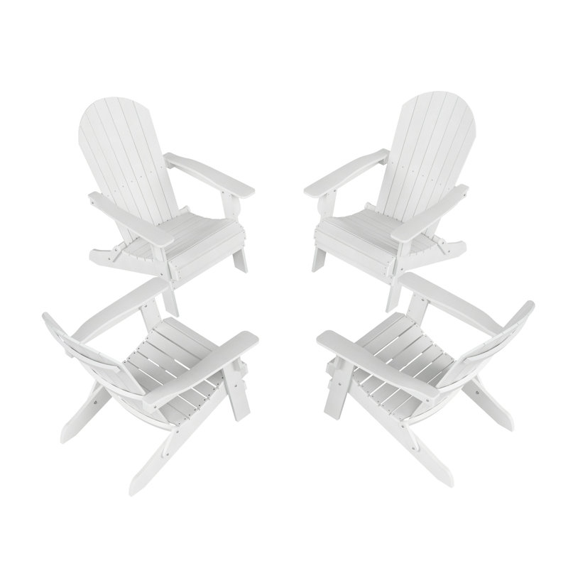 Arrlo Foldable Outdoor Adirondack Set, White