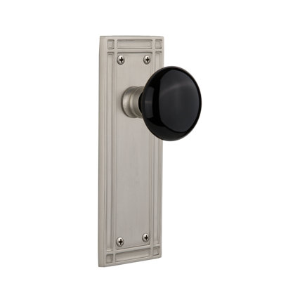 Mission Plate with Black Porcelain Door Knob
