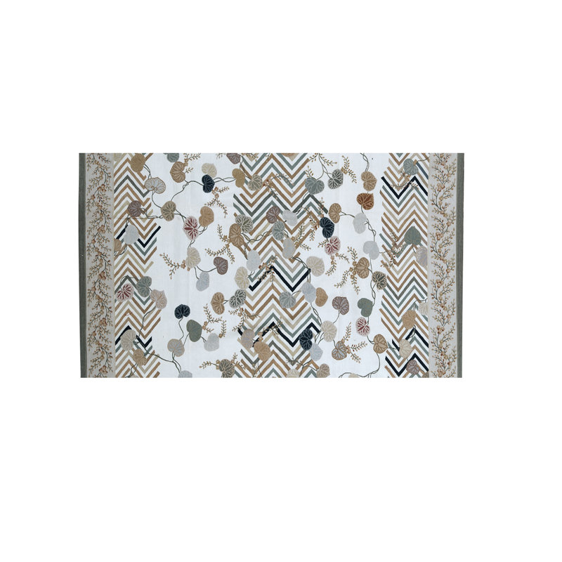 Tapis ivoire et gris noué à la main de haute qualité