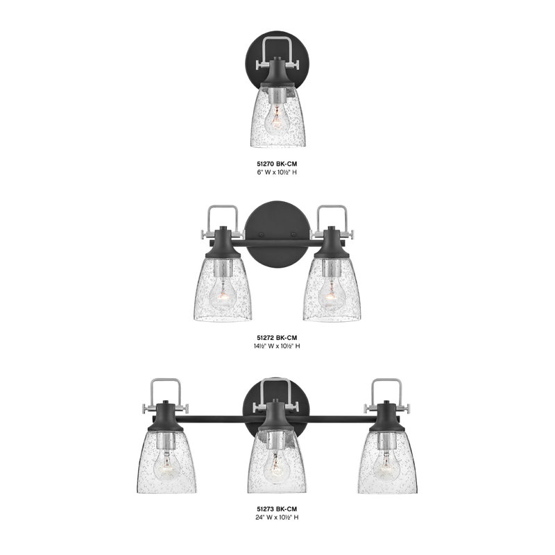 Easton Black and Chrome 3-Light Dimmable Vanity Light