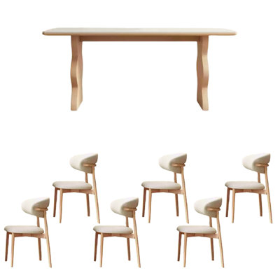 Wavy feet sintered stone dining table set