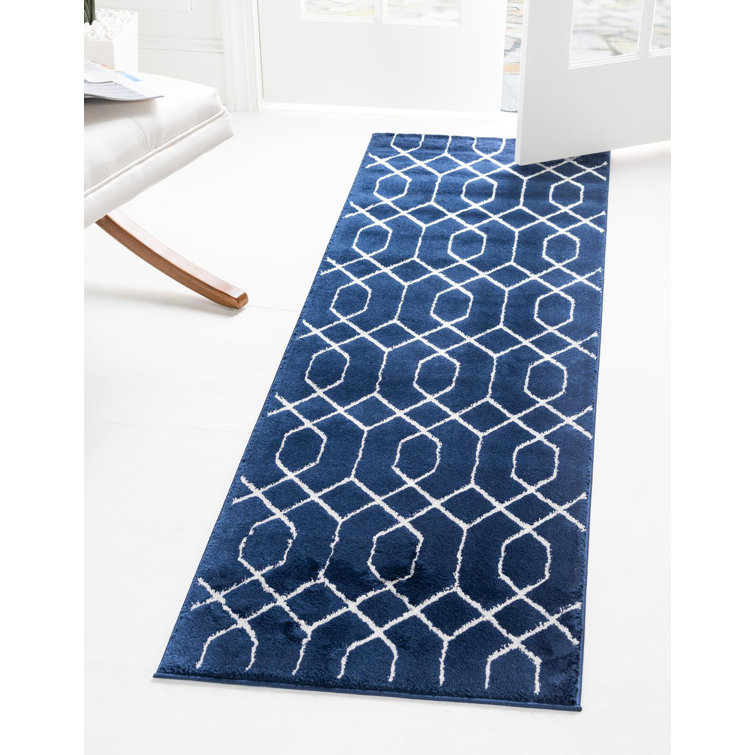 Glam Navy Blue Silver Area Rug