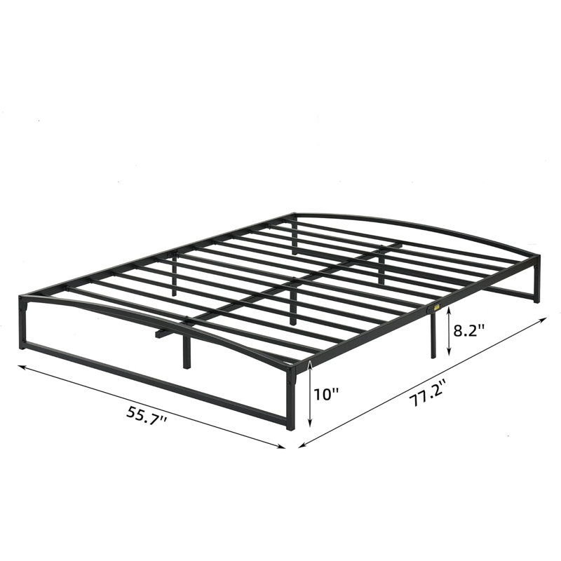 Simple Upholstered Panel Bed Frame, Modern Bed Base w/Comfortable Headboard, Multiple, 10 Inch Black/Full